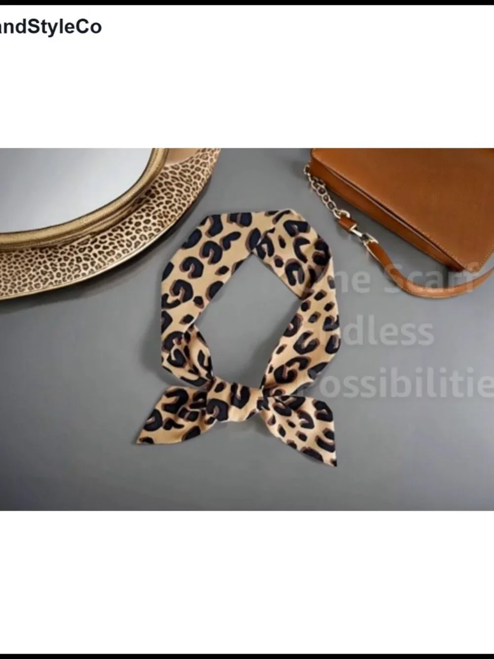 Silk Feeling Skinny Scarf Neck Tie Hair Accessory Purse Accent Leopard Print